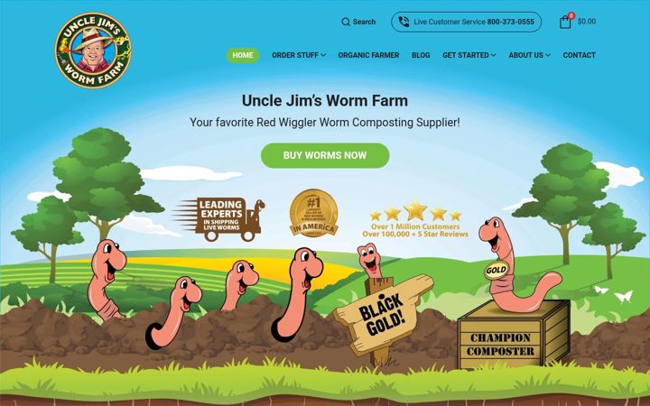 Captura de pantalla de unclejimswormfarm.com