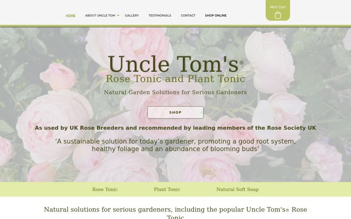 Екранна снимка на uncletomsrosetonic.co.uk