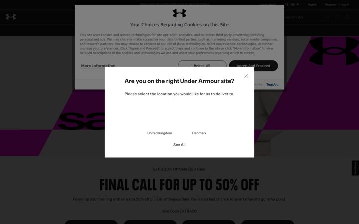 Screenshot of underarmour.co.uk