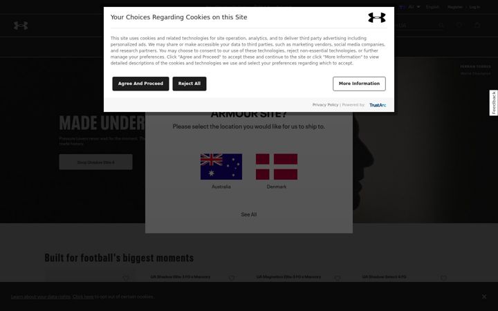 Screenshot of underarmour.com.au