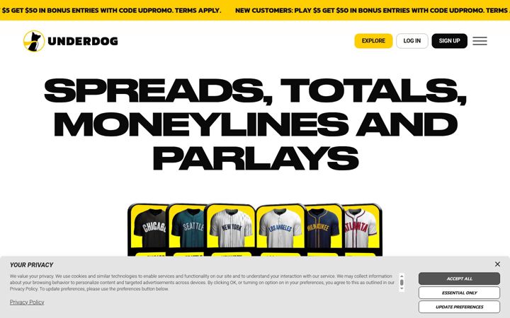 Screenshot of underdogsports.com