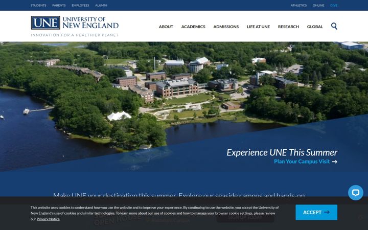 Screenshot of une.edu