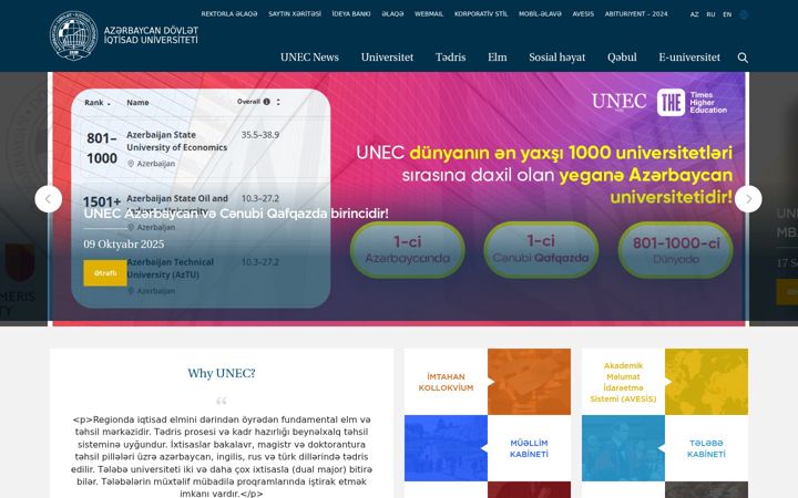 Screenshot of unec.edu.az