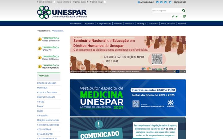 Screenshot of unespar.edu.br