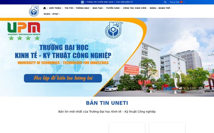Screenshot of uneti.edu.vn