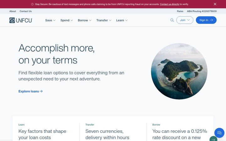 Screenshot of unfcu.org