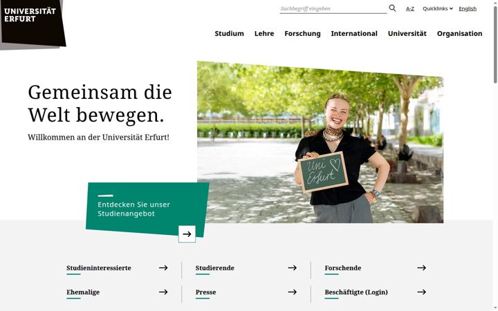 Screenshot of uni-erfurt.de