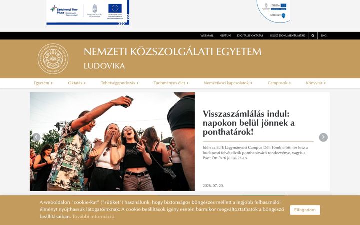 Screenshot of uni-nke.hu