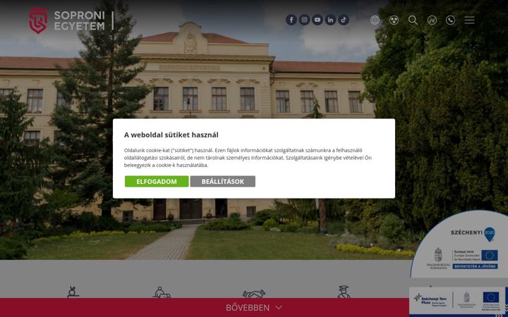 Screenshot of uni-sopron.hu
