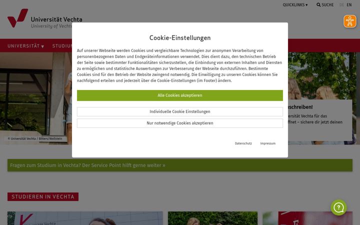Screenshot of uni-vechta.de
