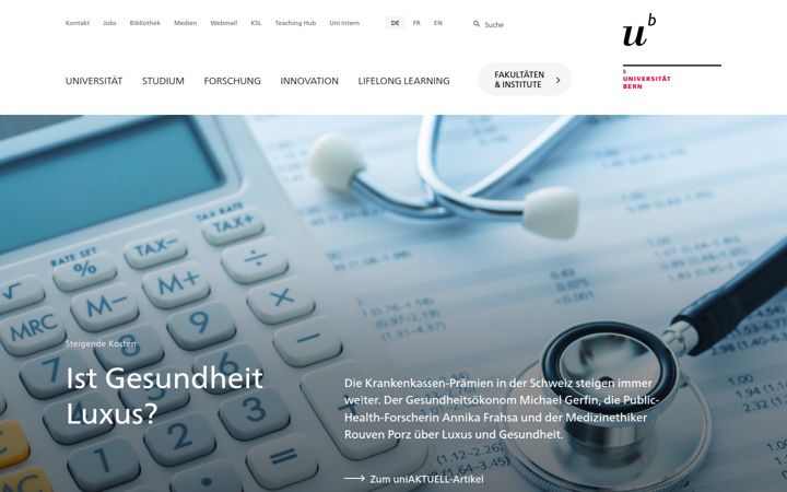 Snimka zaslona za unibe.ch