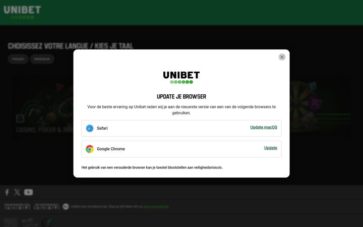 Screenshot of unibet.be
