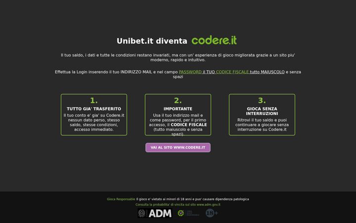 Screenshot of unibet.it