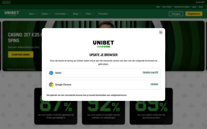 Screenshot of unibet.nl