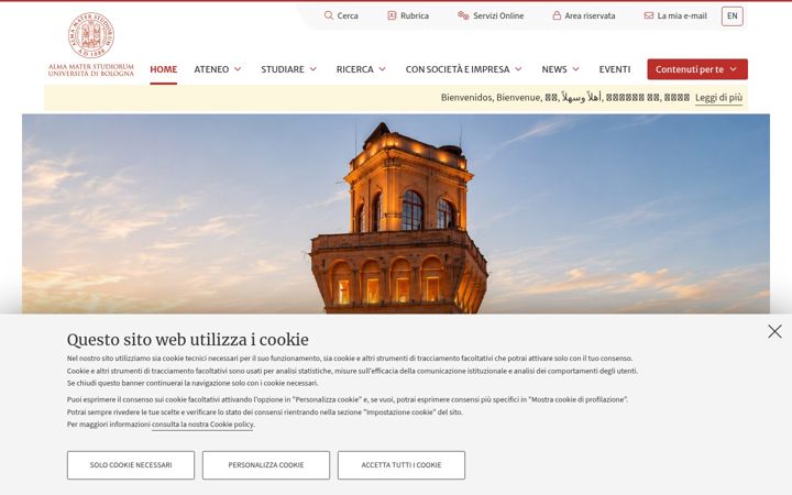Screenshot of unibo.it