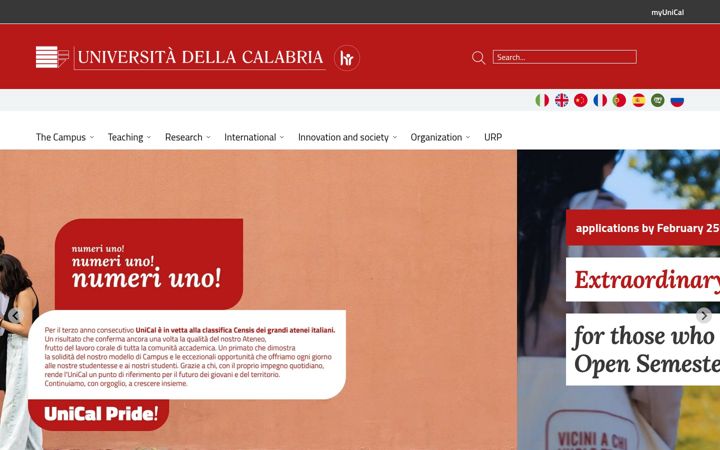 Screenshot von unical.it
