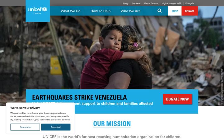 Screenshot ta' unicef.ca