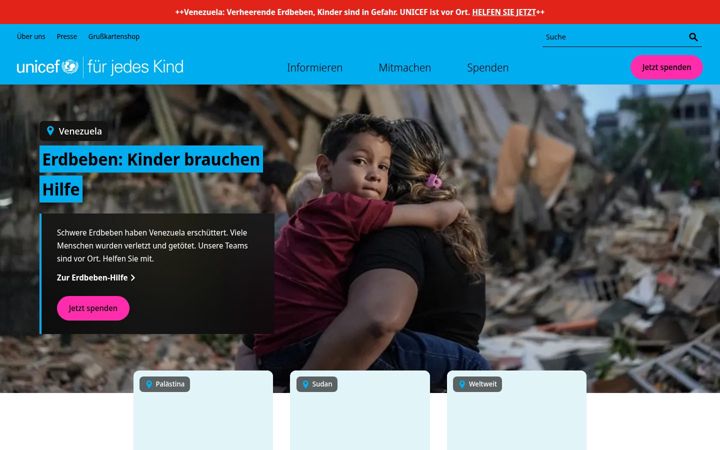 Ekrānuzņēmums no unicef.de