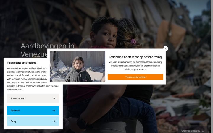 Captura de pantalla de unicef.nl