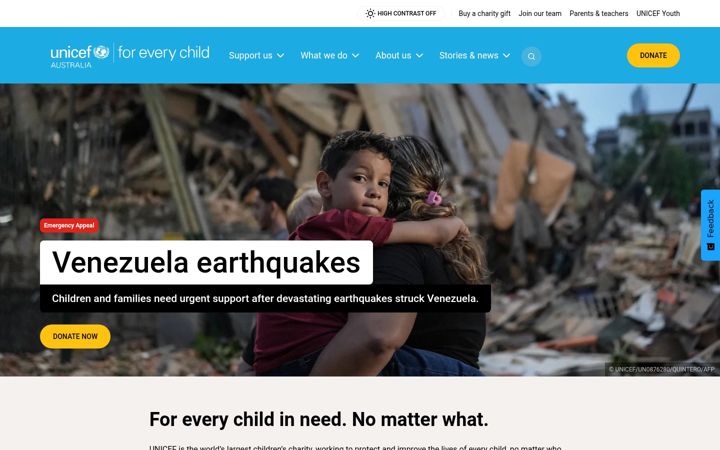 Screenshot of unicef.org.au