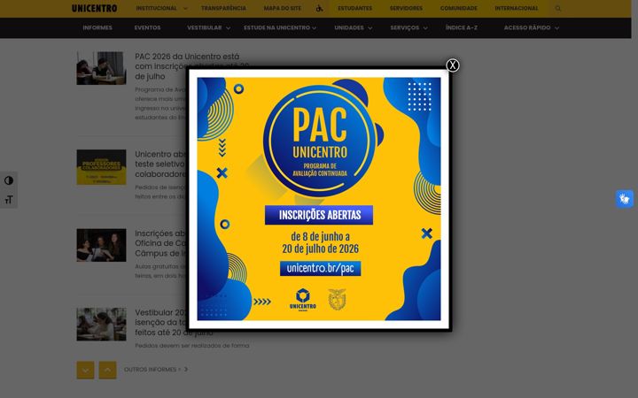 Screenshot of unicentro.br