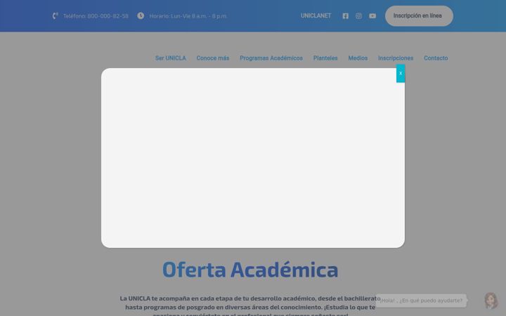 Screenshot of unicla.edu.mx