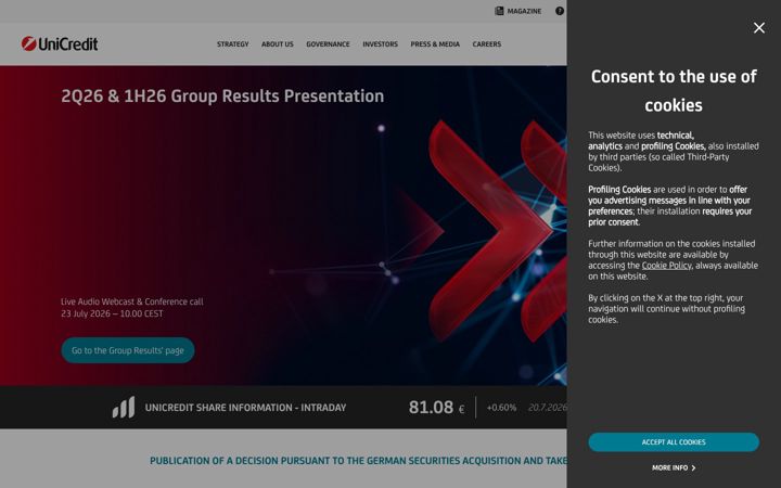 Screenshot of unicredit.eu