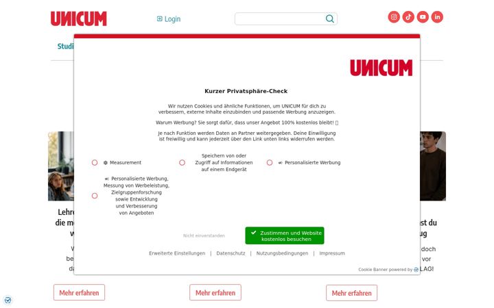 Screenshot of unicum.de