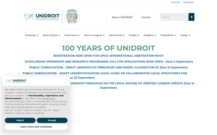 Screenshot von unidroit.org