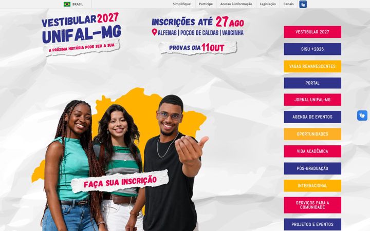 Screenshot of unifal-mg.edu.br