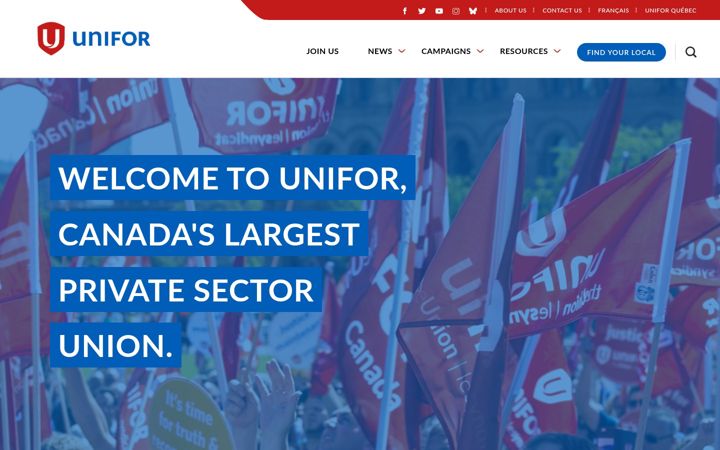 Screenshot of unifor.org