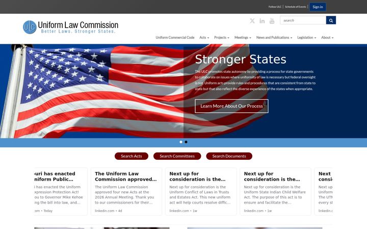 Screenshot of uniformlaws.org