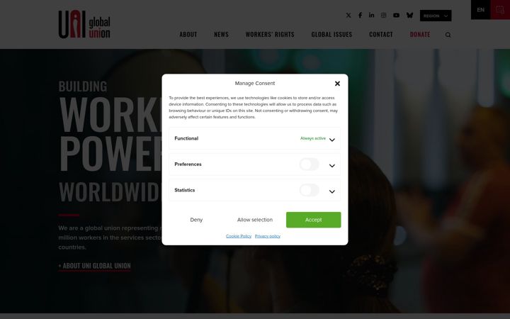 Screenshot of uniglobalunion.org