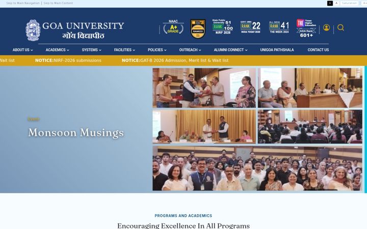 Screenshot of unigoa.ac.in