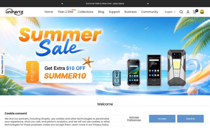 Screenshot of unihertz.com