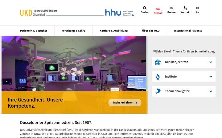 Screenshot of uniklinik-duesseldorf.de