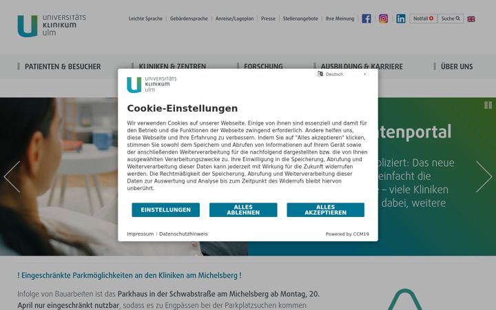 Screenshot of uniklinik-ulm.de