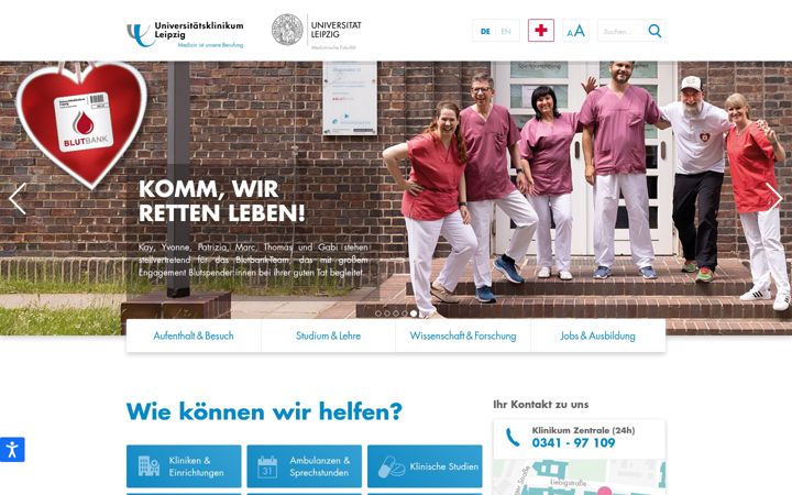 Screenshot of uniklinikum-leipzig.de