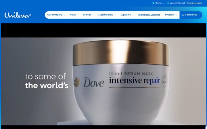 Skærmbillede af unilever.com