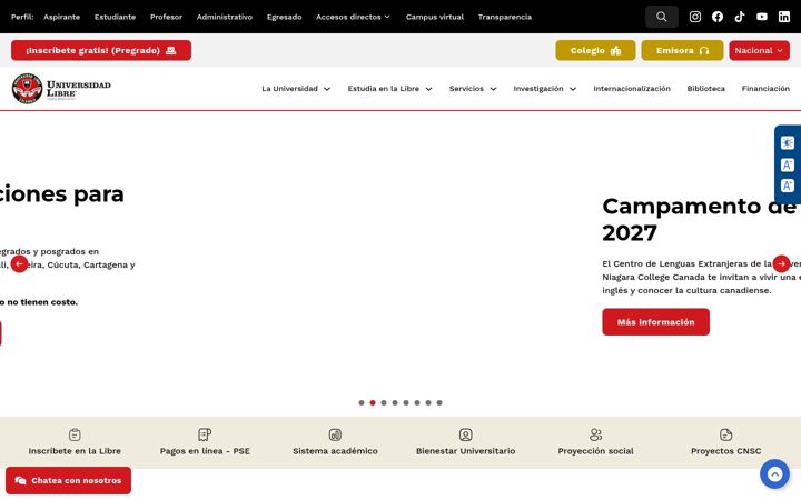 Screenshot of unilibre.edu.co