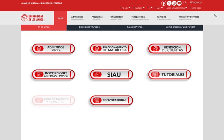 Screenshot di unillanos.edu.co