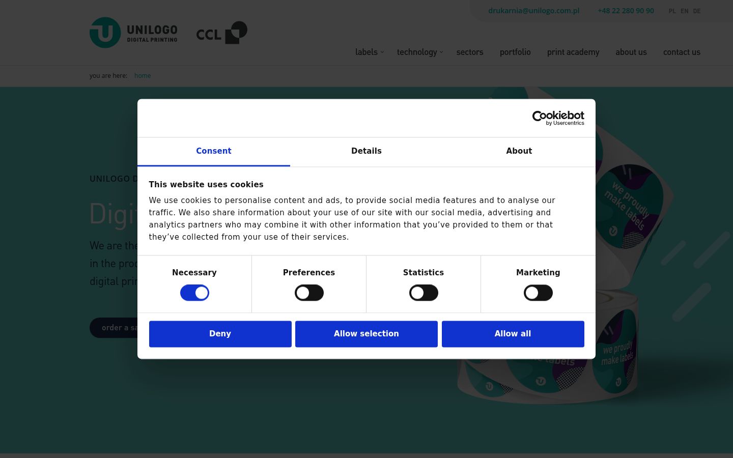Capture d'écran de la bannière de consentement affichée avant toute interaction
