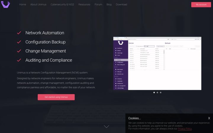 Screenshot of unimus.net