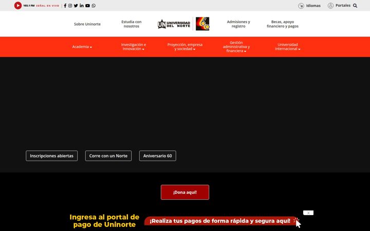 Screenshot of uninorte.edu.co