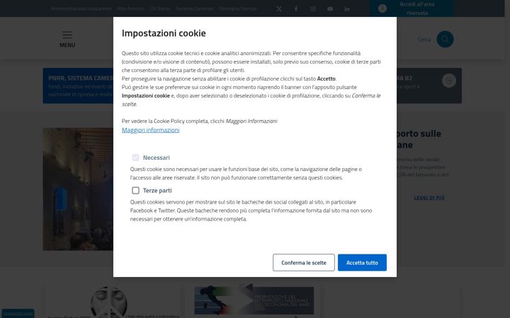 Screenshot of unioncamere.gov.it