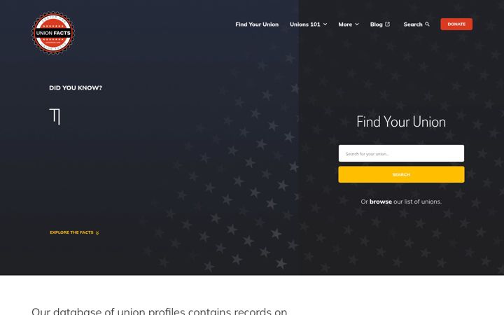 Screenshot of unionfacts.com
