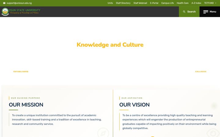 Screenshot of uniosun.edu.ng