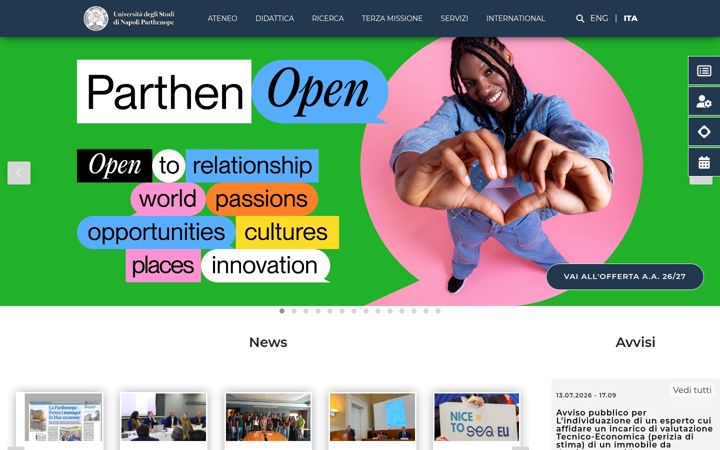 Screenshot of uniparthenope.it