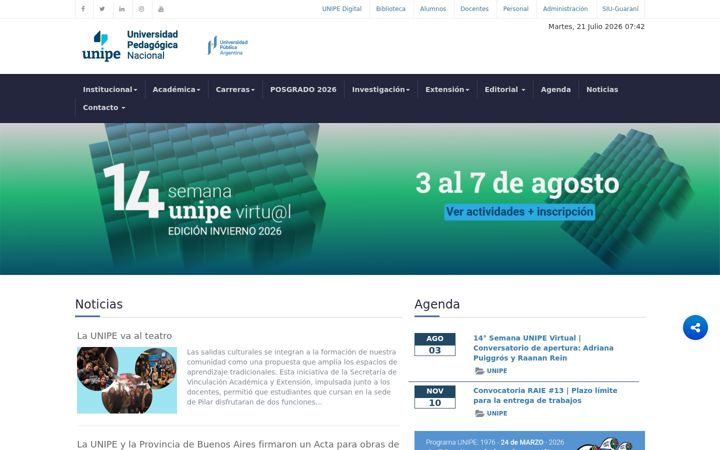 Screenshot di unipe.edu.ar