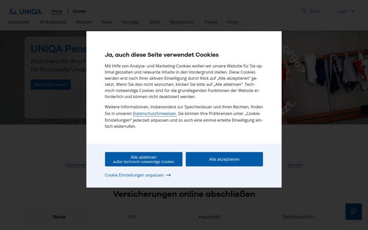 Screenshot of uniqa.at